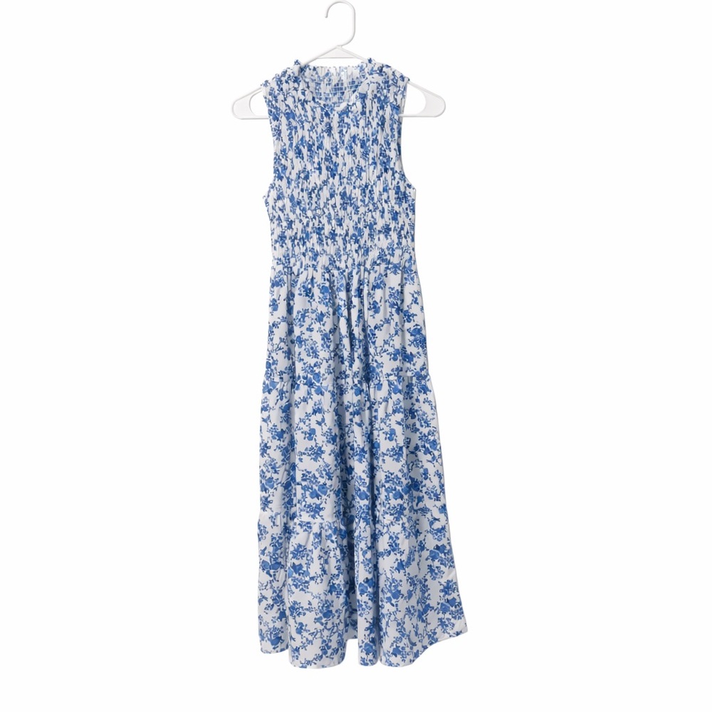 Blue and White Floral Maxi Dress